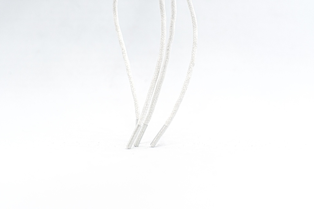 CORDON ENCERADO REDONDO GRUESO X 115CM BLANCO X 144 PARES