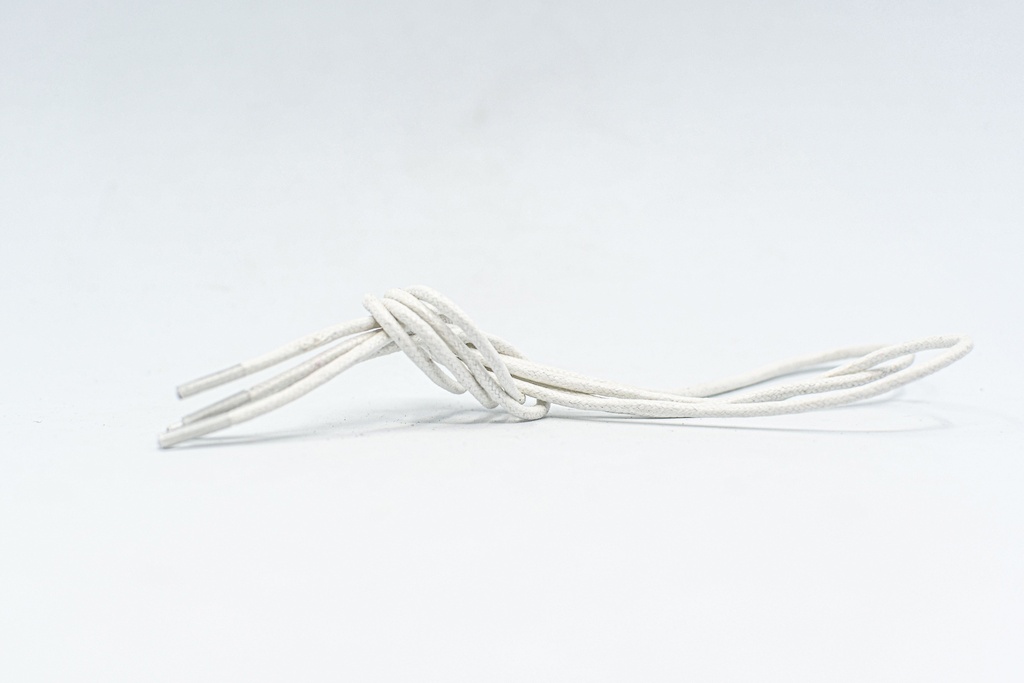 CORDON ENCERADO REDONDO GRUESO X 90CM BLANCO X 144 PARES